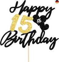 Tortendeko 15 Geburtstag Junge MäDchen,Glitzer Kuchen Deko 15 Geburtstag