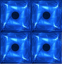 4x Power Color 140mm x 20mm Computer Case Blue LED Cooling 4-Pin Molex Fan