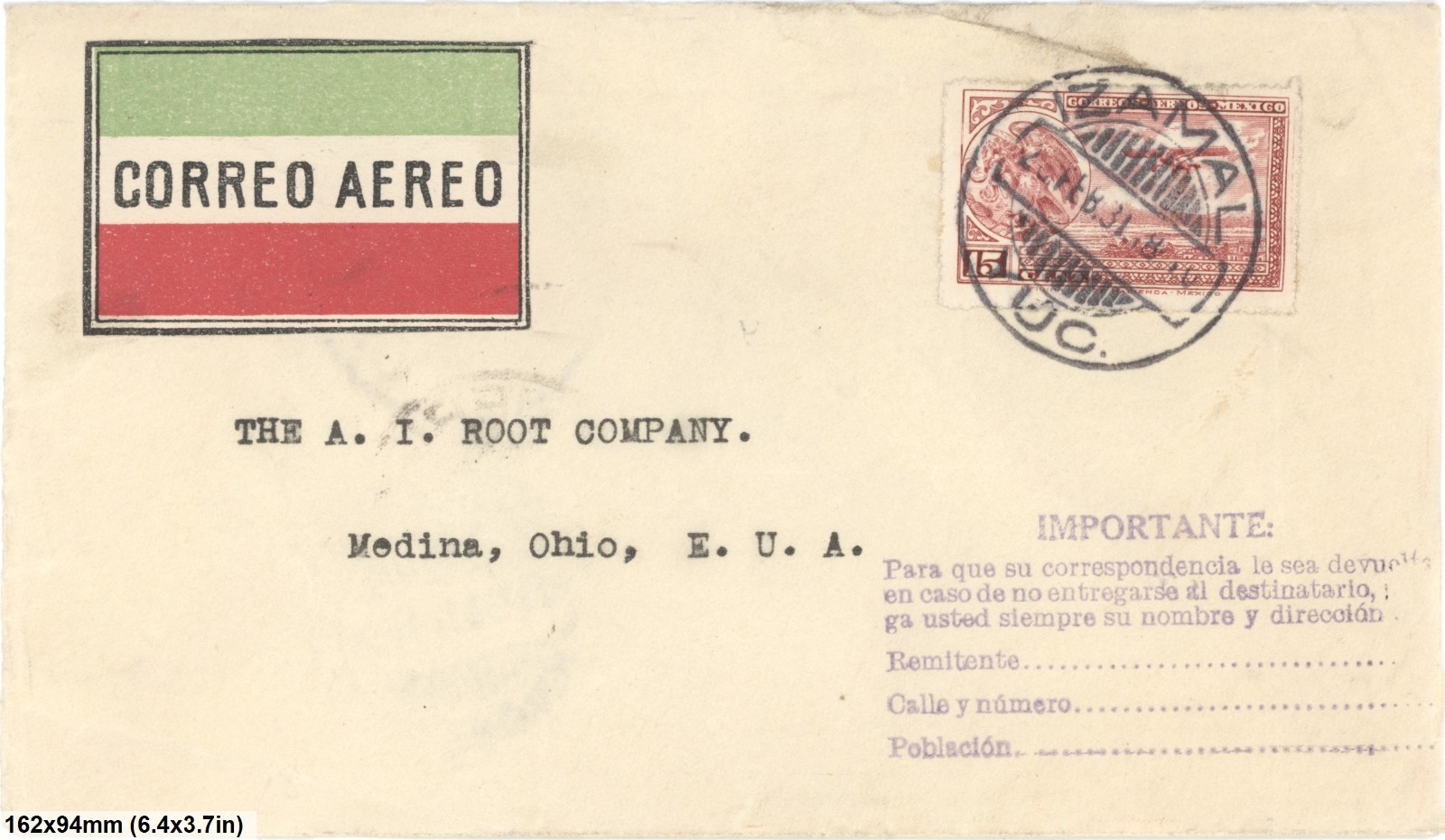 Mexico 1931 Airmail Cover Merida Yucatan To Medina Ohio USA