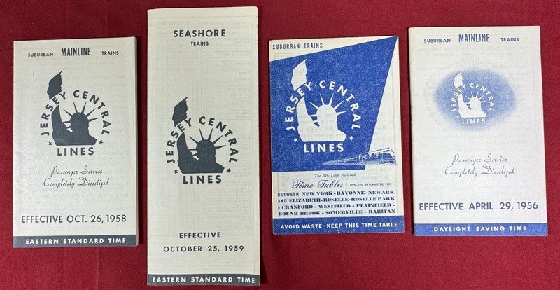 4 Jersey Central Lines 1950's Public Timetables