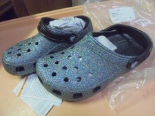 New Crocs Classic Glitter Clog J2 kids 12 Black
