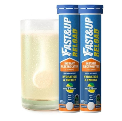Fast&Up Reload Low Sugar Lime Lemon 20 Effervescent Tabs Pack of 2