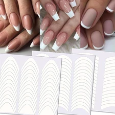 36 Sheets 1368 Pieces French Manicure Nail Art Stickers, 3 Designs Self-Adhesive