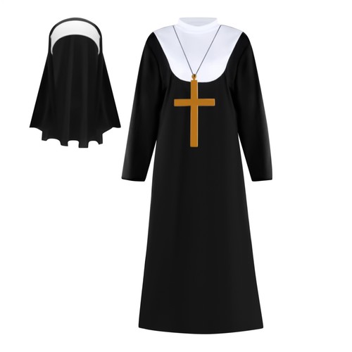 The Virgin Mary's Robe Nun's Attire Cosplay Costume + Headscarf + Cross ...