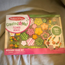 Melissa  Doug Created by Me Flower Beads Wooden Bead Kit 120 Beads 5 Cords