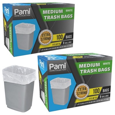 8 Gallon Trash Bags Medium White Strong  Garbage Can Liners Kitchen | 200-400 Ct