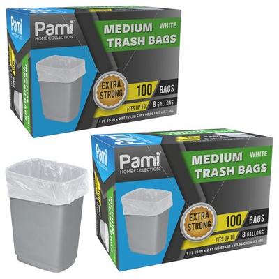 #ad 8 Gallon Trash Bags Medium White Strong Garbage Can Liners Kitchen 200 400 Ct $18.92
