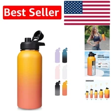 Elegant Yellow-Orange 32 oz Insulated Sports Water Bottle - On-the-Go Hydration