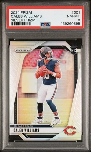 2024 PANINI PRIZM SILVER PRIZM #301 CALEB WILLIAMS PSA 8