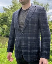 Boggi Milano Blue Check 2 Buttons Men s Blazer Sz L 52 Jacket
