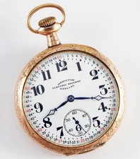 HAMILTON ELECTRIC RAILWAY SPECIAL 17 JEWEL 16S MONTGOMERY DIAL POCKET WATCH