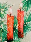 Glittery Red Candles on Embossed Fir Branches Vintage Gibson Christmas Card — photo 1