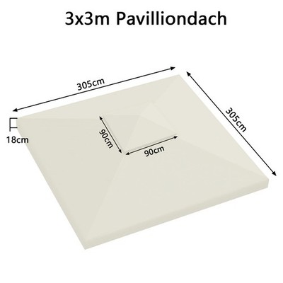 Ersatzdach Pavillondach Pavillon Wasserdicht Soft Doppeldach Dachplane 3x3M