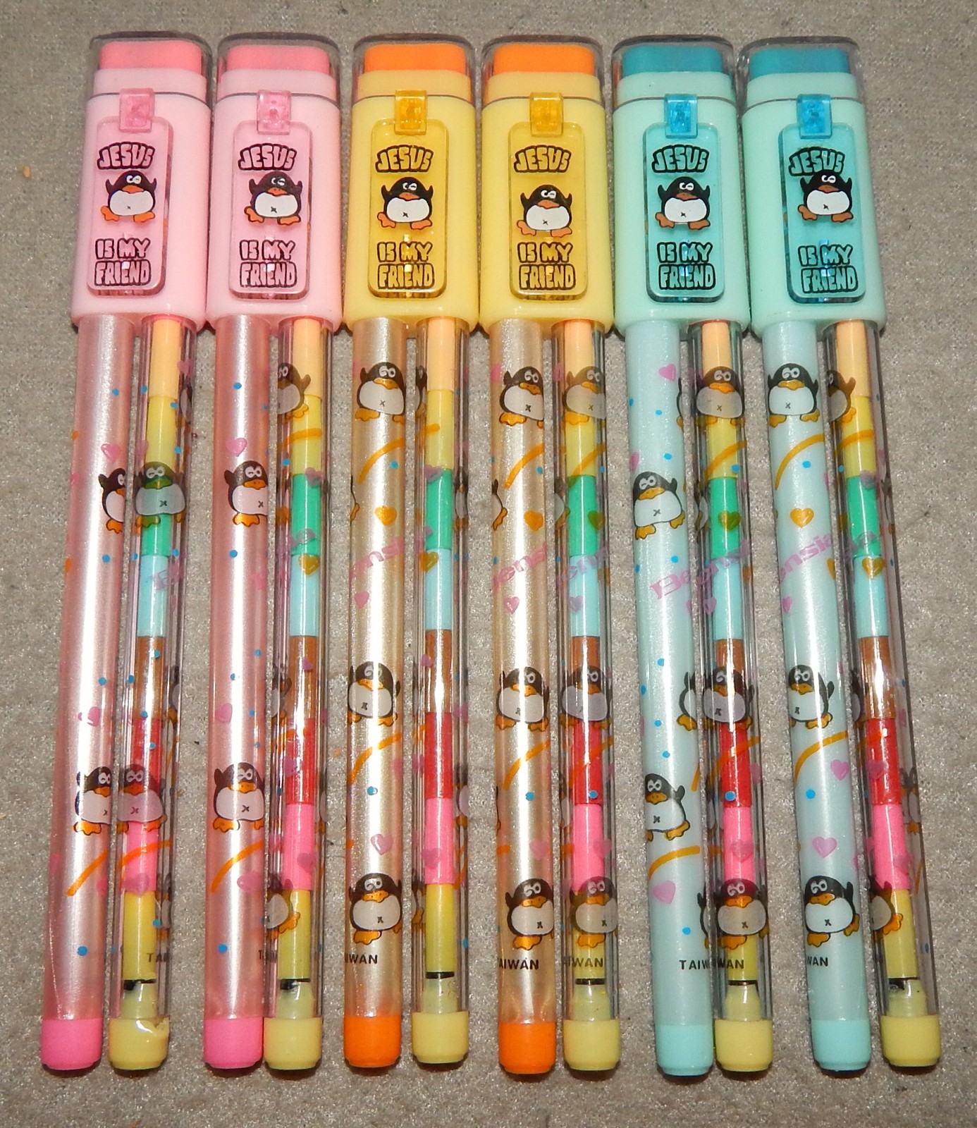 12 Vintage Multipoint Stacking Pencils, 11 leads per pencil, Black & Colors -new