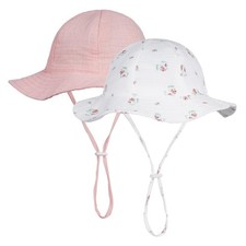 2 Pack Baby Sun Hat Muslin Toddler Bucket Hat UPF 50 Sun Protection Wide Bri...