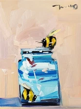 Still Life Jar Bees Art PRINT By Collectible Artist Jose Trujillo 20"