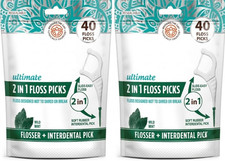 2in1Plackers Micro Mint Dental Floss Tooth Picks Plastic Oral Teeth Flossers 2pk