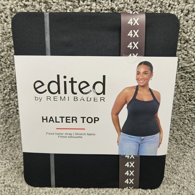 Edited by Remi Bader Shirt Womens 4X Black  Baby Tee Stretch Fitted Silhouette