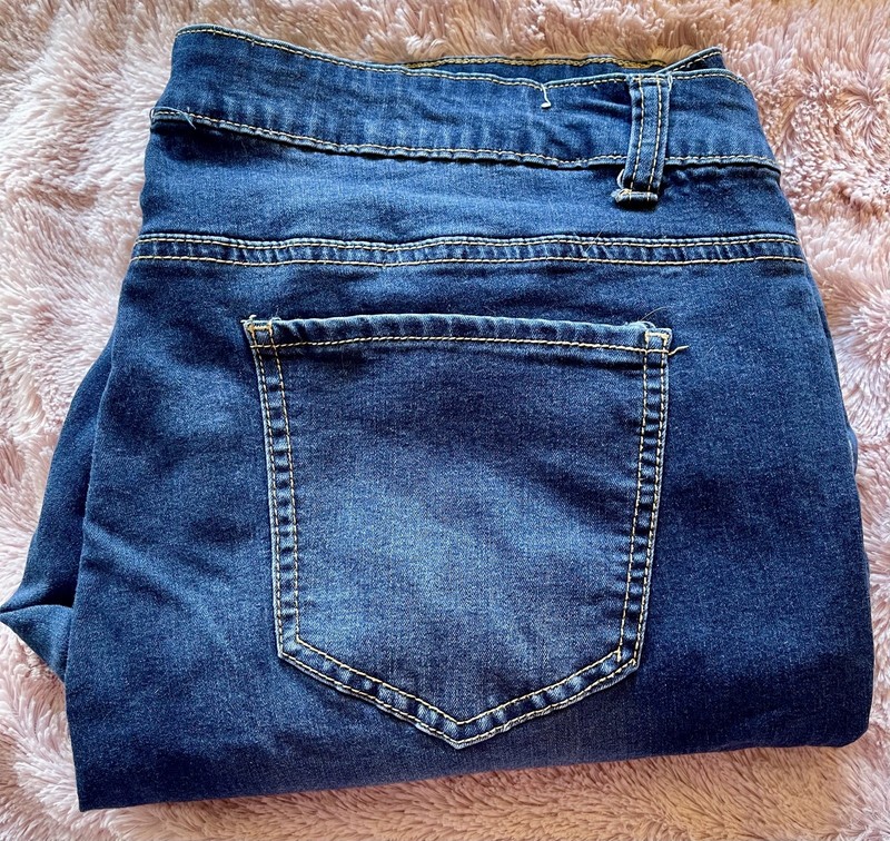 Blue Savvy Jeans W20 MidRise Tapered Zip Ankle Leg Dark Wash Stretchy  Denim EUC
