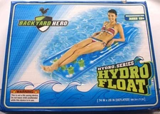 Hydro Float Lounge Vinyl Swimming Pool Float Raft w/Pillow, 74" X 28"