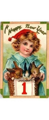 1906 Tucks Jolly Years New Year Postcard Child with Rabbits Saxony Litho John