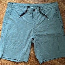 ONeill Crossover Mens 38 Cargo Board Shorts Olive Green Striped Swim Trunks NEW