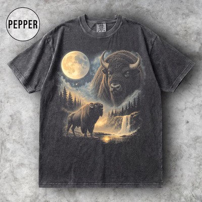 Buffalo Moon Bison Wildlife Comfort Tee Nature Western