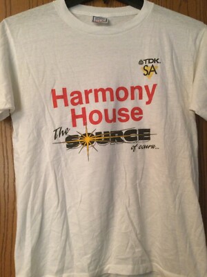 Harmony House - Detroit Area Music Chain -White Shirt -Single Stitch - L (42-44)