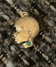 Birthstone Boy Charm or Pendant Gold Tone Rhinestone