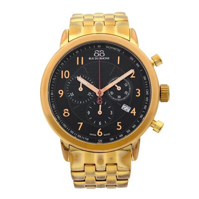 88 Rue du Rhone Rose Gold Tone Steel Black Dial Quart Mens Watch 86CA120019