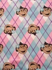 monkey print fun fabric flannel length 20 x 11 inch flannel 1pc new