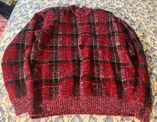 Emanuel Ungaro Parallele Vtg Red Nubby Sweater M/L 40  Chest Rare