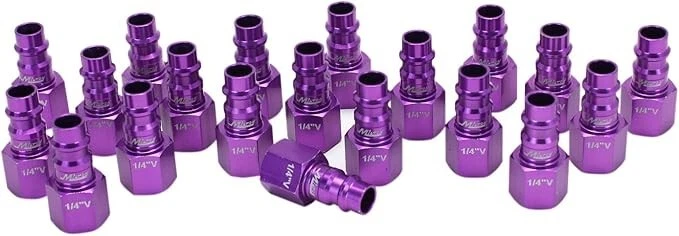 Enchufes Milton 760VC-20 ColorFit HighFlowPRO, púrpura estilo V, 1/4" NPT macho, 20EA Foto 2 de 4