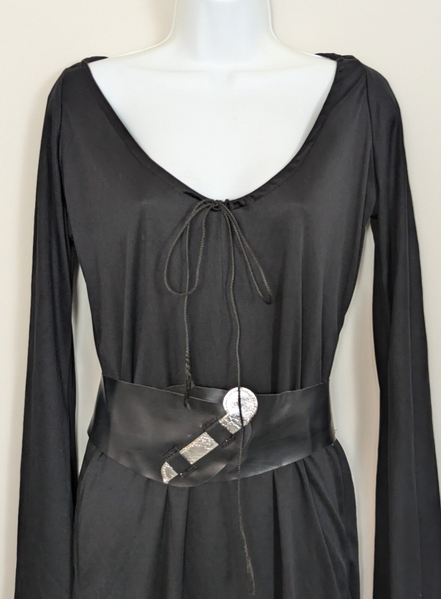 Vintage 1980s Elvira Mistress of the Dark Halloween Costume Dress Wig Belt  Cuff