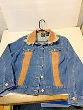 Women's Large Lighthouse Apparel Denim & Intricate Faux Suede Long Sleeve Jacket