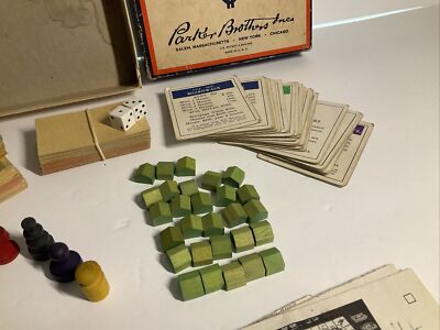 Vintage 1940s MONOPOLY Board Game Parker Brothers Wood Pieces - No
