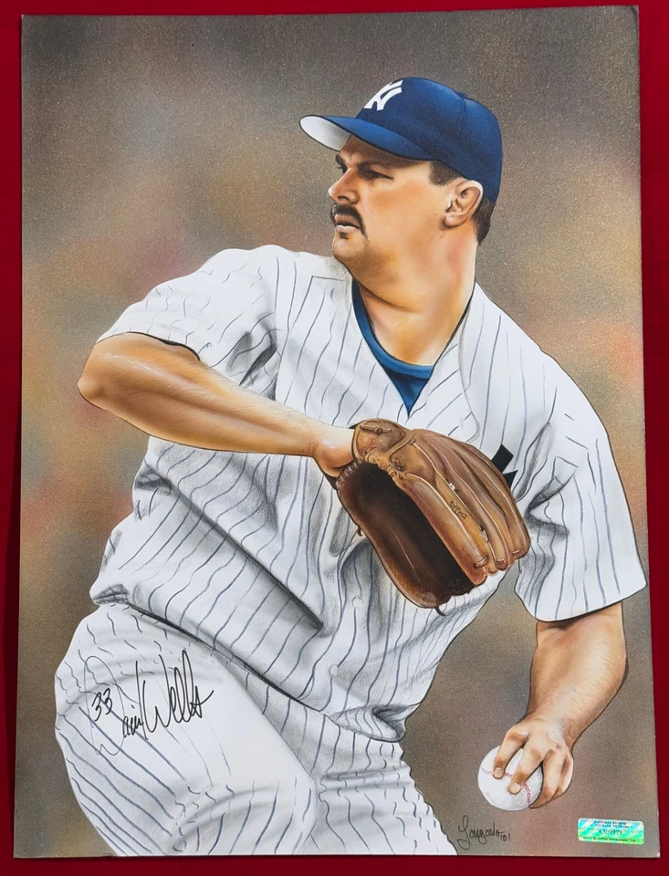 David Wells "HOF" Original Art Signed by Gary Longordo Painting Artwork Auto JSA - Image 3 of 4