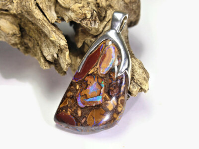 Opal Anhänger, Boulder Opal, 56mm, 925 Silber, Nr.180, Video