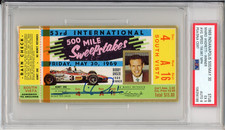 1969 Indy Indianapolis 500 Ticket SIGNED By Mario Andretti Winner PSA DNA 8 Auto