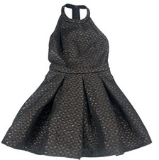 Asos Dress Women’s Size 3 Copper Gray Shiny Thick Fit Flare Short Halter Party