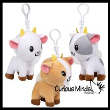 3 peluches de cabra con clip - adorable juguete de animales de granja - peluche - suave