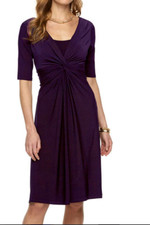 Chaps Ralph Lauren Dress M Medium Purple Short Sleeve Stretch Sheath Washable