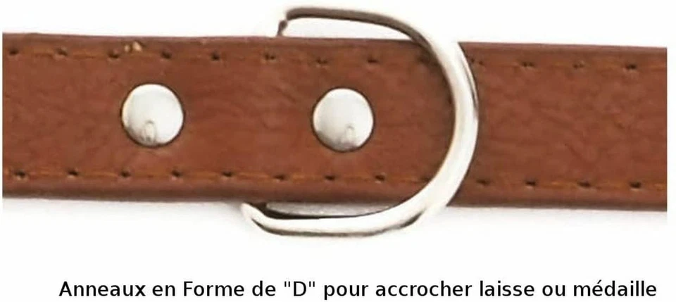 Collier pour Chien Moyen en Simili Cuir anneau central 45 x 1,8 cm - Brun - 2255 - Photo 2/2