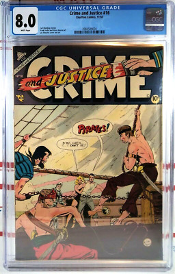   CGC 8.0 CRIME AND JUSTICE #16 TOP CENSUS GRADED Charlton Comics 1953 PIRATES