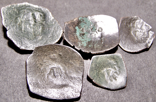 5 Byzantine Cup Coins Lot, Medieval Crusades, 15-26mm, 12th-14th Cent AD, Trachy