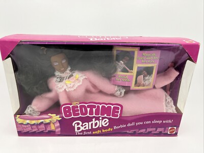 Vintage 1993 Mattel Bedtime Barbie African American Black Soft