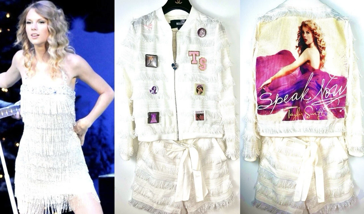 Abito corto giacca concerto personalizzato Moschino Taylor Swift bianco 4 6 8 ere S M