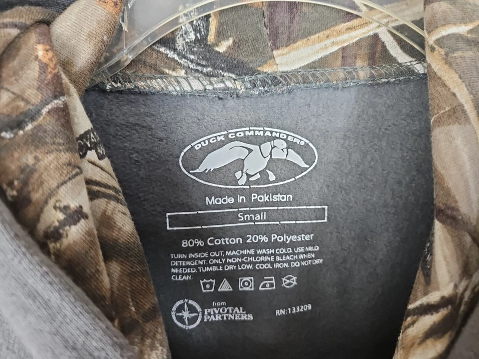 Moletom com capuz Duck Commander masculino tamanho pequeno cinza/verde grande verde neon logotipo lã - Imagem 3 de 4