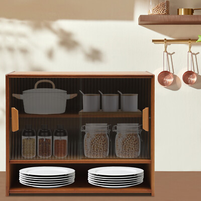 Small Bamboo Kitchen Pantry Sideboard Freestanding Countertop Storage Cabinet US