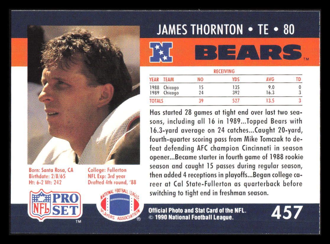 1990 Pro Set 457 James Thornton (RC) for sale online eBay